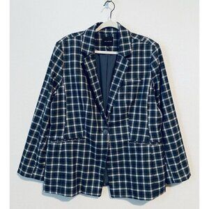 The Limited Blazer Womens 16W Blue Black Plaid Work Career Business Academia